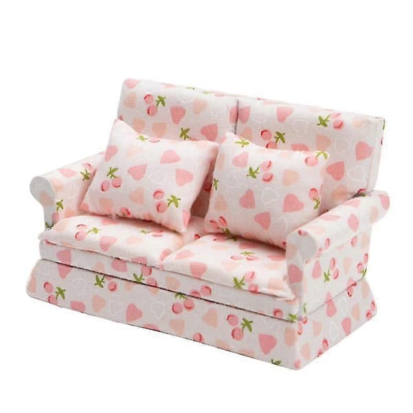 1:12 Skala Miniatyr Dukkehus Møbler Stoff Sofa Dobbel Sofa Møbler Stue Dekorasjon