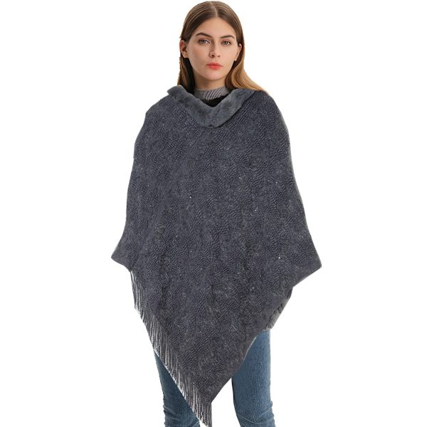 Kvinnors Boho Höst och Vinter Storlek Stickad Tröja med Huva