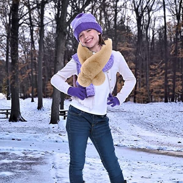 Fleece Skjerf for Gutter og Jenter Varmt Vinter Høst Barne Skjerf coffee