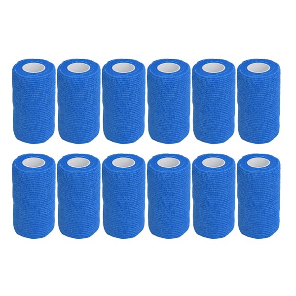 12 st bandageomslag Naturlig latex Elastisk Självhäftande omslag för kor Hundar Hästar 10cm Blå