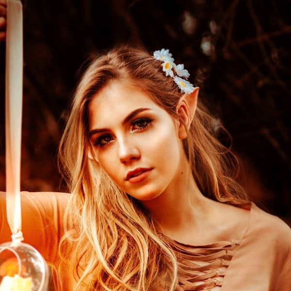 Återanvändbara Tvättbara Cosplay Älv Pixie Alv Öron, Lättburna Mjuka Spetsiga Öron, Perfekt för Halloween Jul Kostymtillbehör,