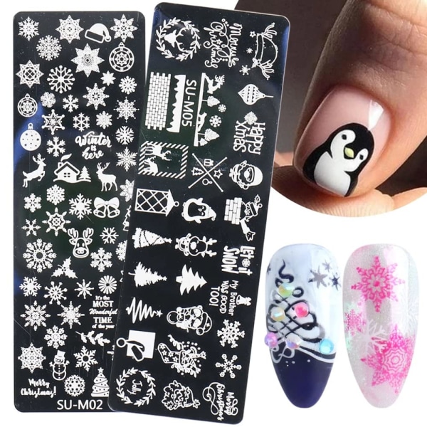 Christmas Nail Stamp Nail Art Stamping Kit, 6PCS Nail Stamping