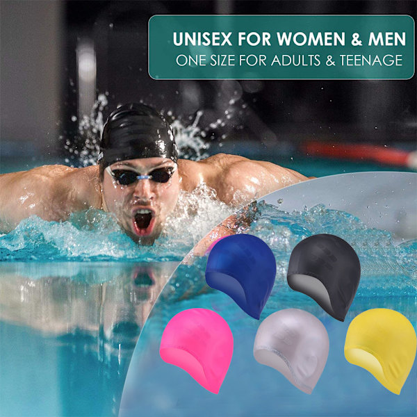 Unisex Badehætte til kort & langt hår - Silikon Badehætter