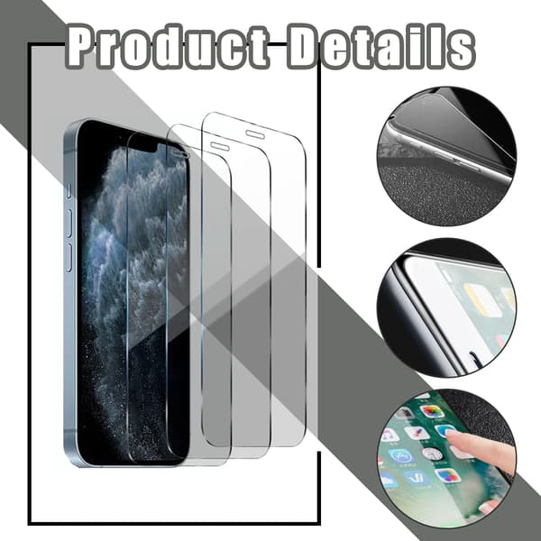 3-pack skärmskydd i härdat glas för iPhone 12/12 Pro