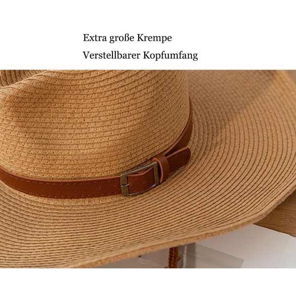 Unisex Cowboyhatt, Halmhatt, Herr Westernhatt, Sommar Solhatt, Halm Panamahatt