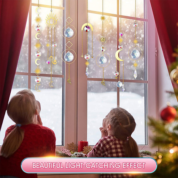 Presentidé för nära och kära Kristallprisma Dekorativ Hängande, Elegant Ornament med Gyllene Metallram