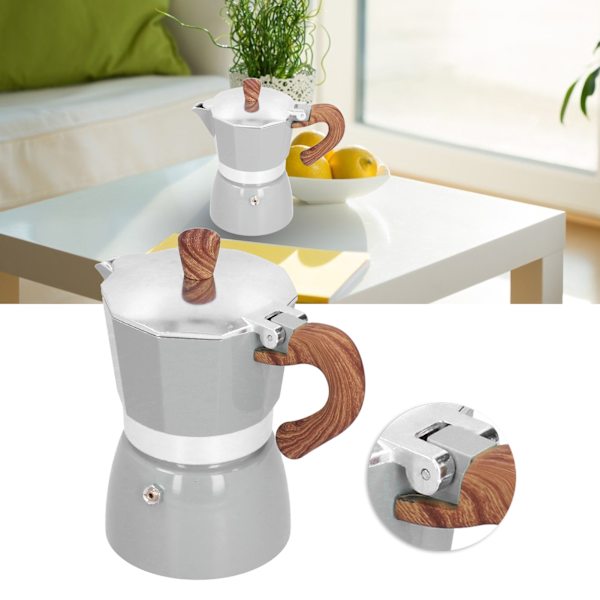 150 ml Käytännöllinen Alumiininen Kahvinkeitin, Kahdeksankulmainen Moka-Kahvipannu Koti-, Toimisto- ja Keittiökäyttöön, Hopea