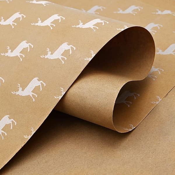 (1m x 44cm, Älg) 1m Rulle Kraft Vitt Träd Omslagspapper Rulle