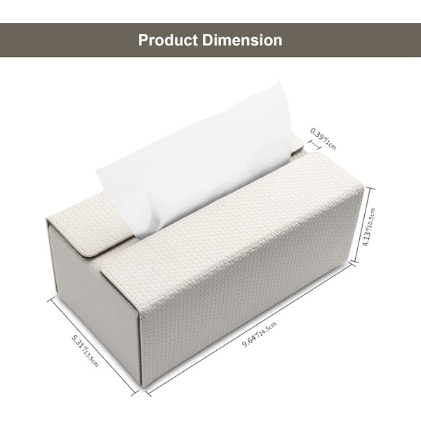 1 st (Grå+Vit Vävt Mönster) Rektangulär Tissue Box i Läder
