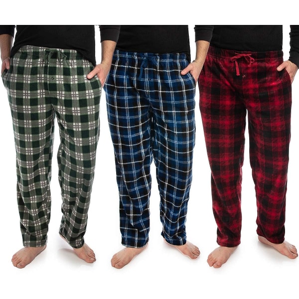3-pack rutig herr pyjamas byxor Set Bottoms Fleece Lounge