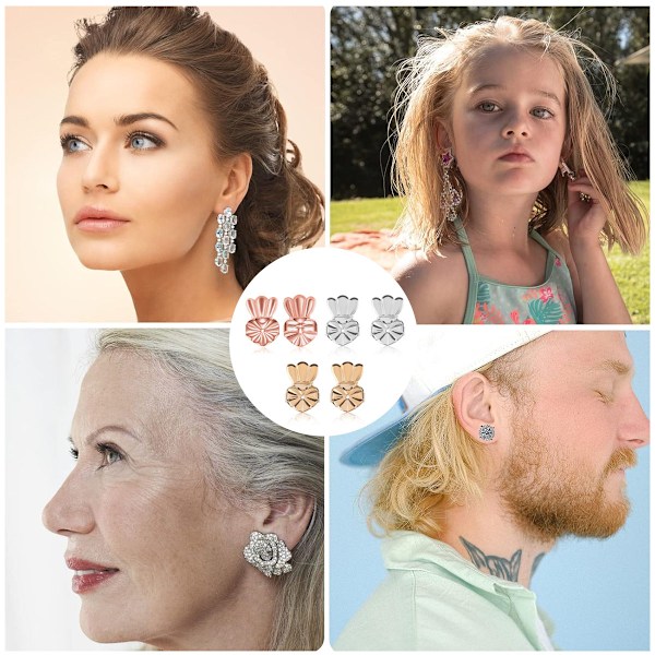 3 par Crown Öronproppar - Guld Silver Rose Guld