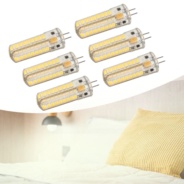 6 st G4 LED-lampa 700LM 7W 72LED 360 graders belysning Silikon G4-lampa för taklampa Vägglampa AC DC12V Varmvitt