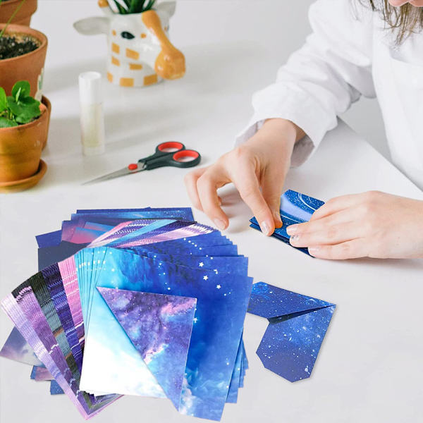 Origamipappersats 200 ark Dubbelsidiga tryckta mönster Kvadrat för konst och hantverksprojekt