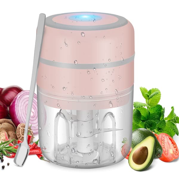 Bærbar foodprocessor til krydderier, nødder, grøntsager, kød, ideel gave til madelskere, 250 ml, rustfrit stål, let at samle og rengøre, rå