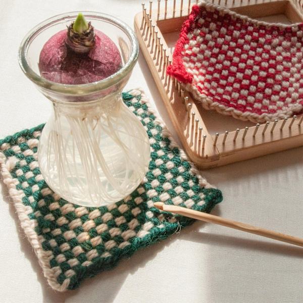 Mini Firkant Strikkeverktøy med Kroker Tre Hekleplate for Veving Matte Hårbånd Teppe Sokk 10x10cm