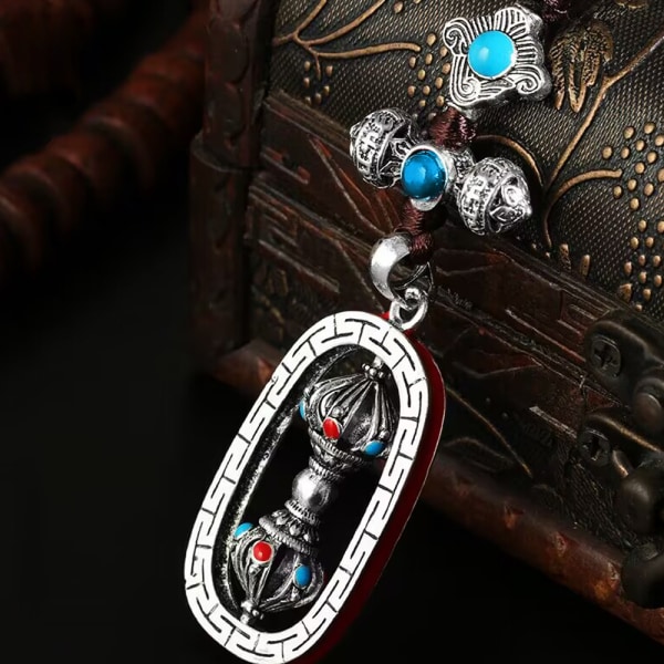 Vintage Tibetansk I Ching Spirituell Divinasjonsmetall Hengesmykke