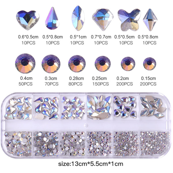 Nail Art Crystal Gems Stones Flatback， för hantverk diamantsmycken dekoration Design style 7