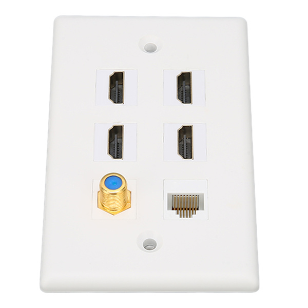 Väggplatta 6 portar HD Multimedia Interface CAT6 TV F-huvud Ethernet väggplatta för hemmakontor