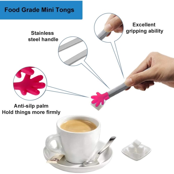 6 stk Silikon Mini Tang, Håndformet Mat Tang, Fargerik