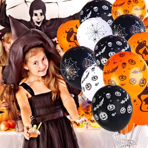 Barn Halloween Födelsedagsdekorationer, Tecknade Halloweenballonger för Inomhus Utomhus Festdekor, Högkvalitativt Latexmaterial Spökpumpaballonger,