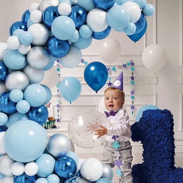Blue Ocean Makaron Happy Birthday Ballongsett