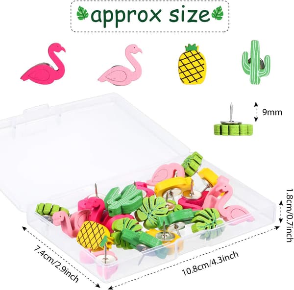 30 st Trä-tryckknappar Flamingo Tryckknappar Ananas Kaktus Palm