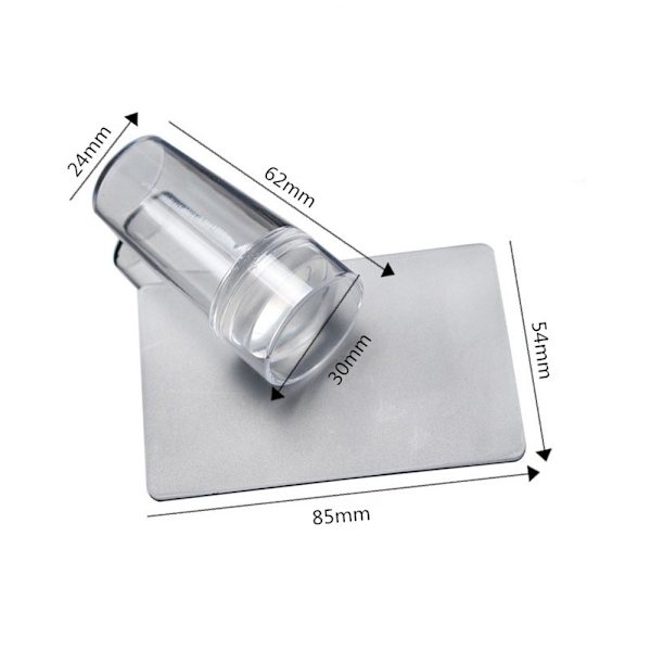 Klar Jelly Mjuk Silikon Nagelkonst Stämpel Stamper med Lock Scraper Bildplatta Manikyr Verktyg DIY Polerings Kit (2 set)