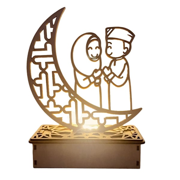 Tre LED-lampe Ramadan-dekorasjon Bærbar Eid Ramadan LED nattlys Bordpynt Ideell for Eid Ramadan-dekorasjon