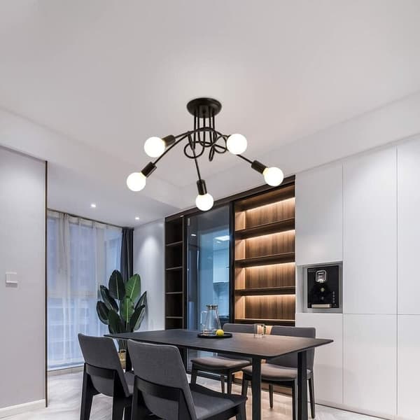 Industriel Stil Loftlampe, Moderne Sputnik Lysekrone med Alsidig Belysning til Dine Opholdsrum