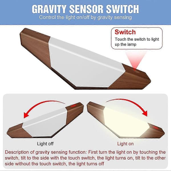 LED Bordlampe Nattbordslampe USB Oppladbar Sensor Varm