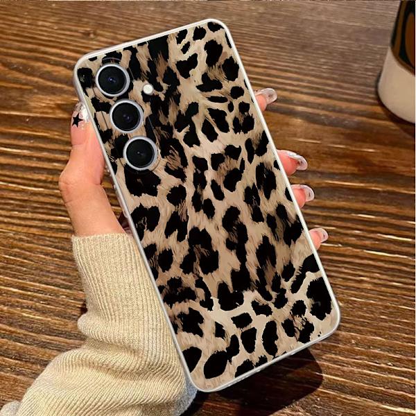 Stødresistent etui med leopardprint til Galaxy A55 white
