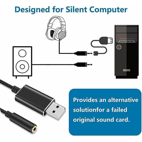 USB-lydadapter, USB til 3,5 mm lydkontaktadapter, ekstern USB