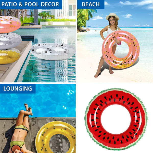 Frugtsformet Pool Float, Vandmelon Bade Ring Oppustelig Holdbar