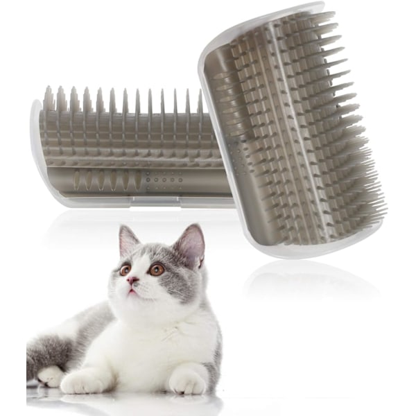 Katt Själv Groomer, 2 Pack Vägg Hörn Groomers med Catnip Påse, Mjuk Skötsel Borste Massage Kammar, Mjukare Massager Leksak för Katter, Kattunge, Valp