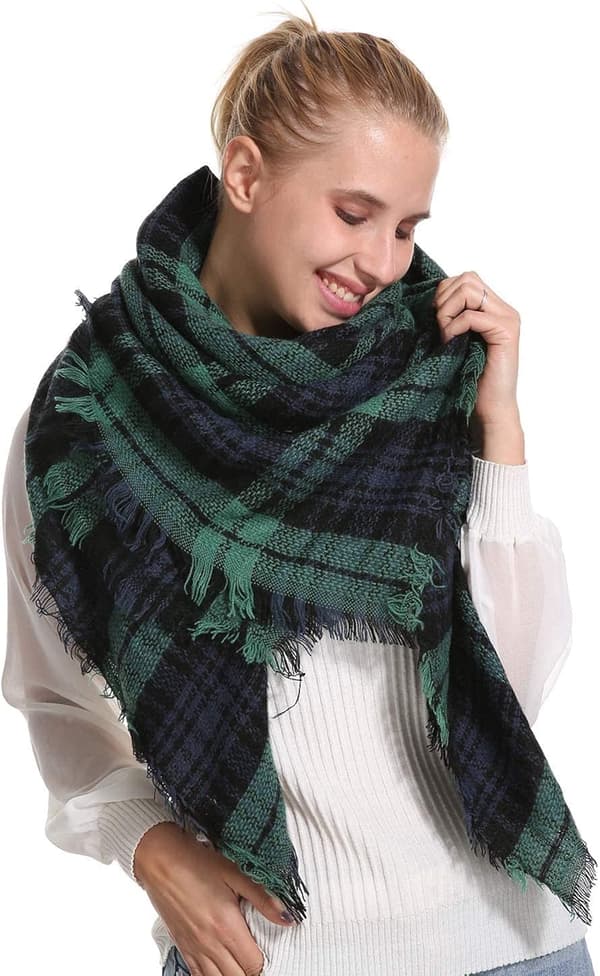 Plaid Tæppe Halstørklæde Vinter Efterår Halstørklæder til Kvinder, Varmt Blødt Tykt Oversized Tartan Sjaler Wraps Halstørklæder