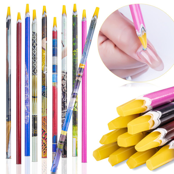 Selvklæbende Harpiks Rhinestones Picker Blyant Neglekunst Gem Krystal Pick Up Tool Rhinestone Pickup Pen Lang 10 stk