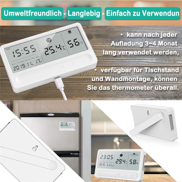 Hygrometer Termometer Inomhus, Uppladdningsbar Digital Thermo Hygro