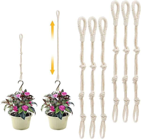 6 Stycken Makramé Beige Växthängare Förlängningsrep Växthängande B