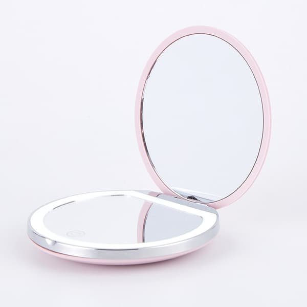 LED Makeup Spejl Rejse Makeup Spejl Forstørrende (Pink) 9*2cm