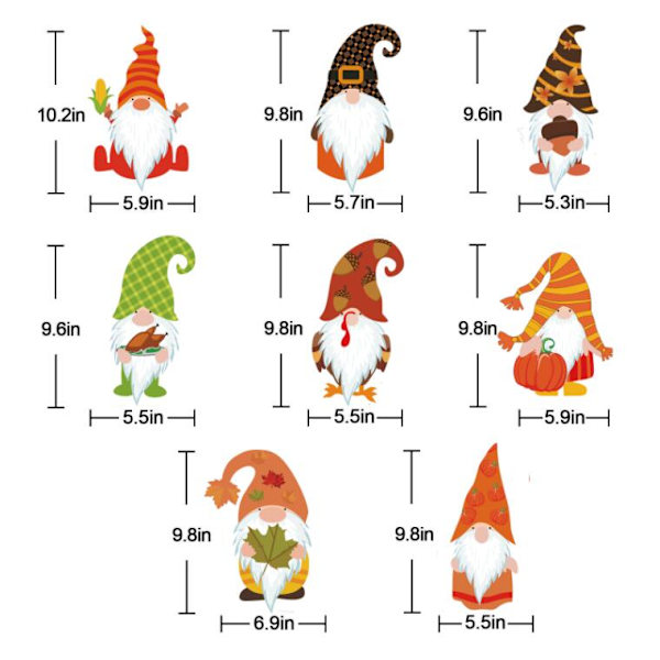 Efterårs Thanksgiving Vindue Klistermærker - 4 Ark Efterårsnisse Elf Scan