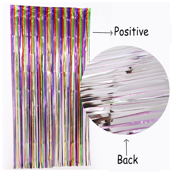 3 stk. Regnbuefolie Frynseforhæng, Tie Dye Glitrende Metal