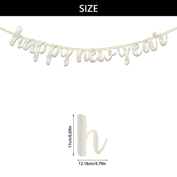 Nyårsbanderoll 2024, Happy New Year Bunting Banner med