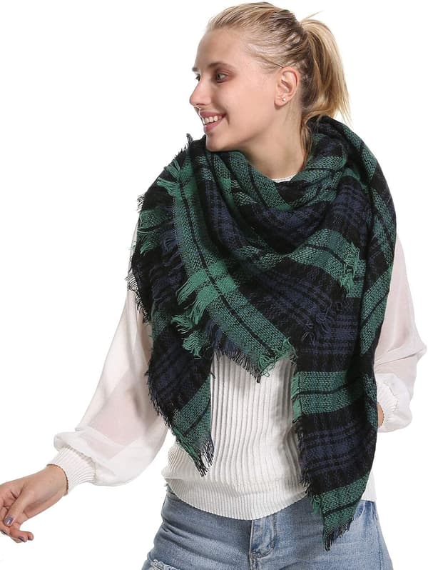 Plaid Tæppe Halstørklæde Vinter Efterår Halstørklæder til Kvinder, Varmt Blødt Tykt Oversized Tartan Sjaler Wraps Halstørklæder