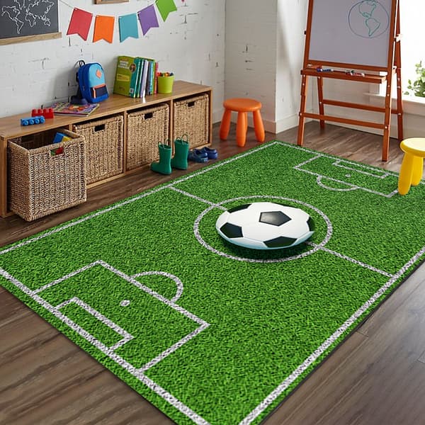 Fodbold-tema tæppe til stue, sofaer og børnesenge, 50 x 80 cm