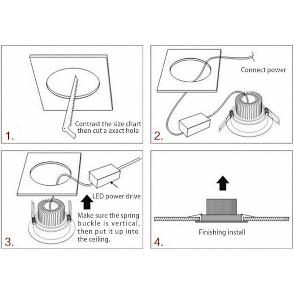 7W Spot LED Infällbar Dimbar Svart Extra Platt 230V 5 Pack, 700LM = 70W Glödlampa, IP44, Kallt Vit 6000K, Utskärning 80-90mm, Rund Tak