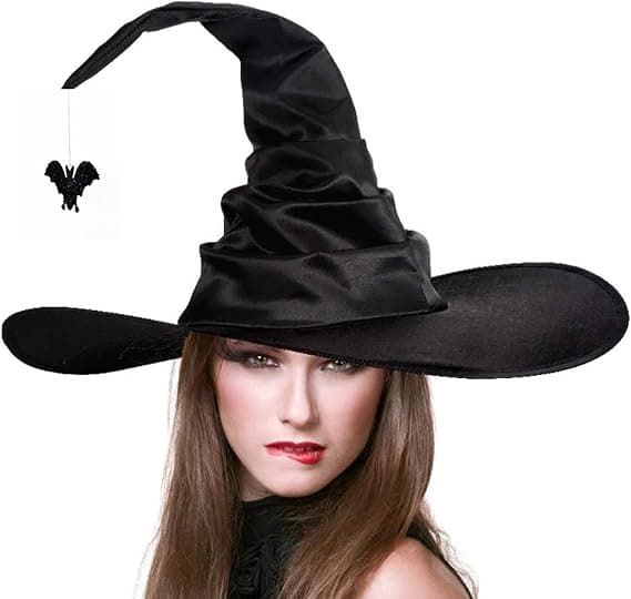 Halloween COS Troldmands-/Heksehat, Maskeradebal og Rollespilsfester, Sort Flagermus Heksehat