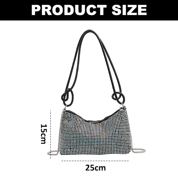Rhinestone-plånböcker Koppling för kvinnor-Chic Aftonväskor, Blankt Kors