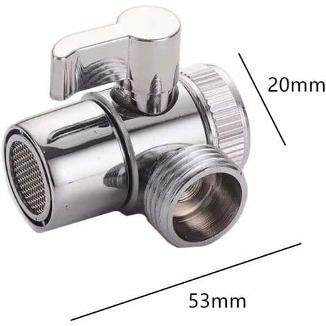 Bruseromskifterventil i aluminiumslegering T-adapterventil 3-vejs omdirigeringsventil til køkkenvask