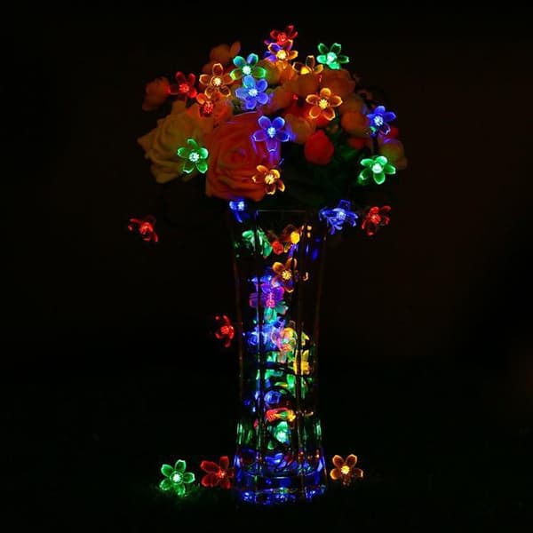 Solar Blomster Lys Kæde, 2 Pakker 7 meter 50LED Solar Fairy Blomst