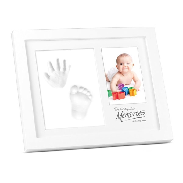 Baby Bilderrahmen mit Gipsabdruck, Größe 23x28cm, Farbe weiß, Bi